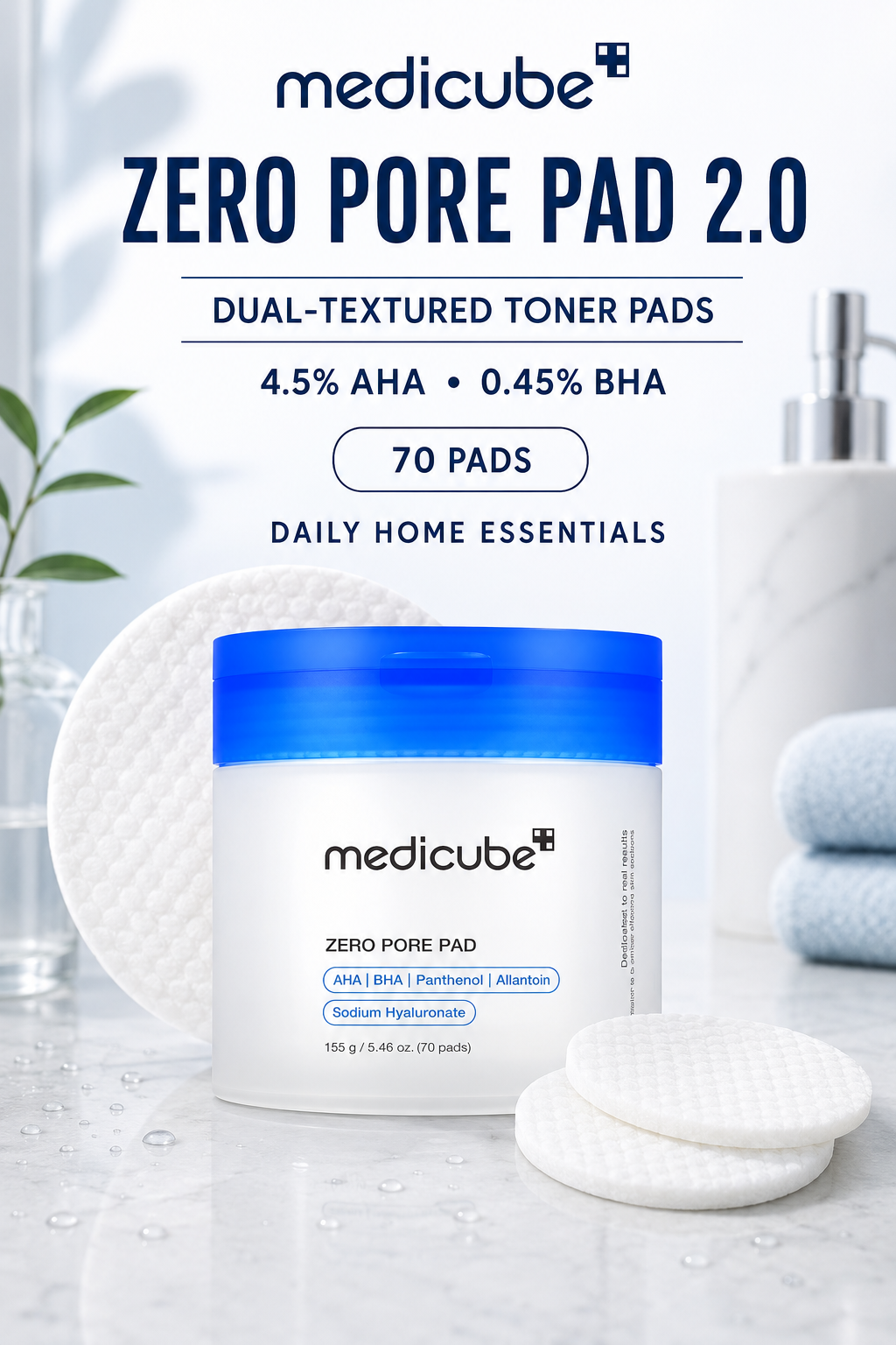 medicube Zero Pore Pad 2.0 Dual-Textured Toner Pads (70 Pads)