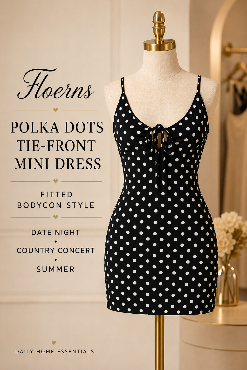 Floerns Women's Summer Mini Dress Polka Dots Tie Front Bodycon Dress