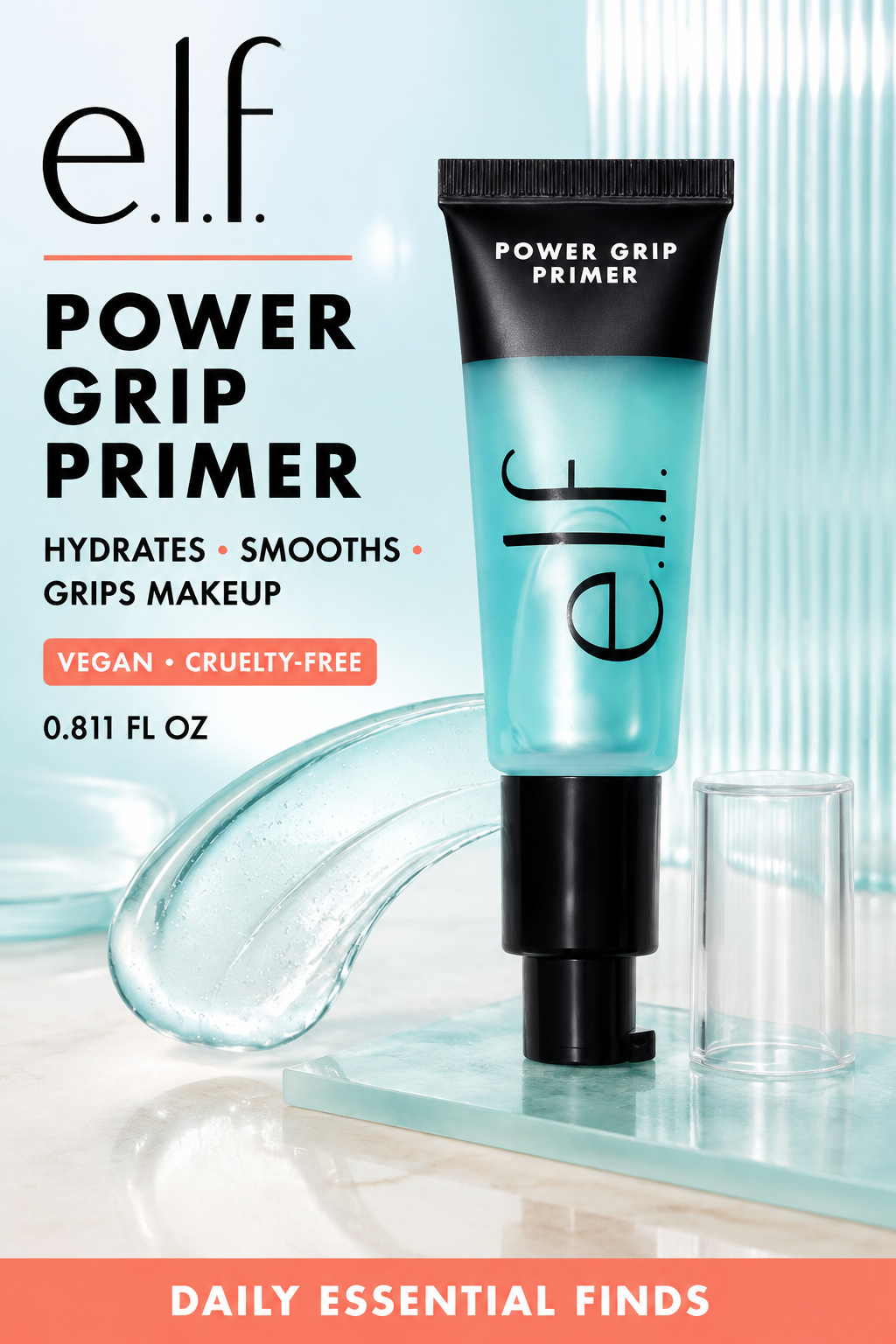 e.l.f. Power Grip Primer, Gel-Based & Hydrating Face Primer for Smoothing Skin & Gripping Makeup, Moisturizing & Priming, Vegan & Cruelty-Free, 0.811 Fl Oz