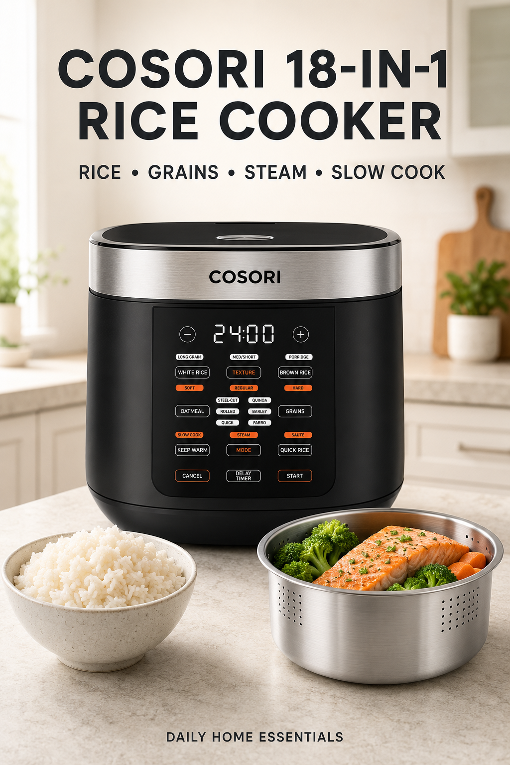 Cosori 18-in-1 Rice Cooker, 10 Cup, Ceramic Coating Inner Pot with Fuzzy Logic
