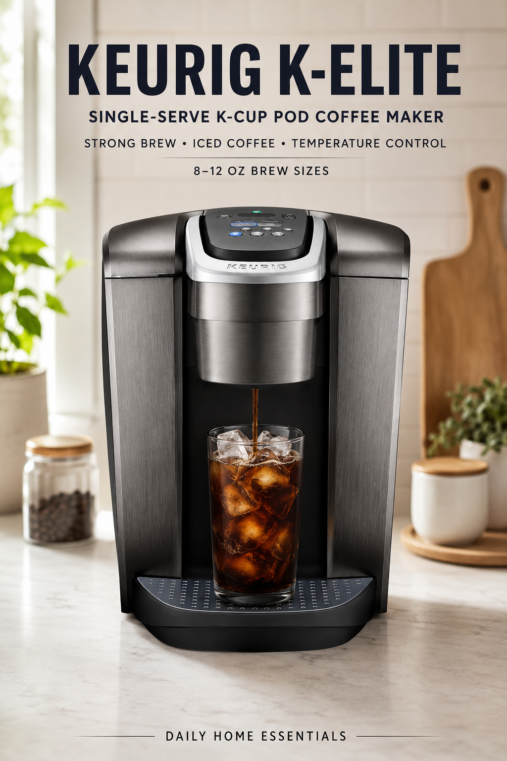 Keurig K-Elite Single Serve K-Cup Pod Coffee Maker, Brushed Slate